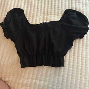 black cropped blouse